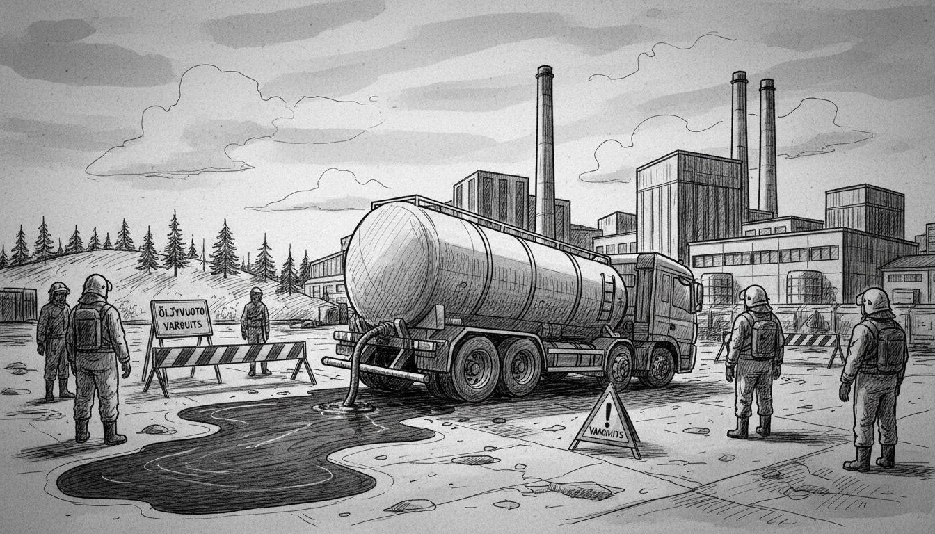 Hydraulic Oil Spill from Truck Contaminates Jyväskylä Industrial Area