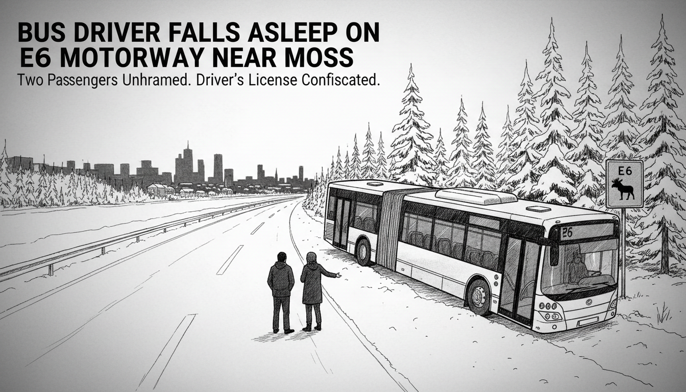 Bus Driver Falls Asleep on E6 Motorway Near Moss