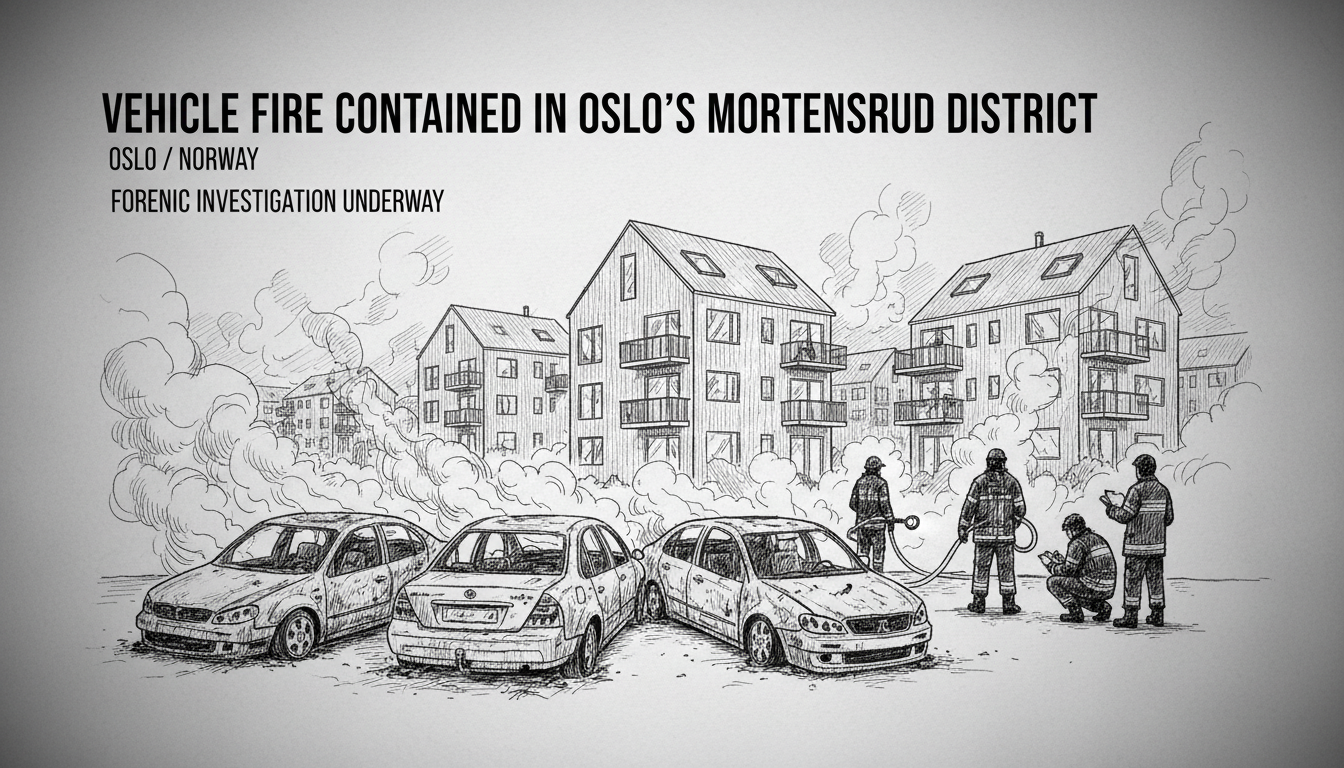 Vehicle Fire Contained in Oslo's Mortensrud District