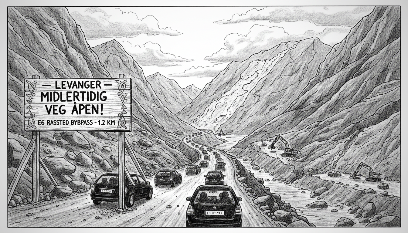 Temporary Road Opens at E6 Landslide Site in Levanger