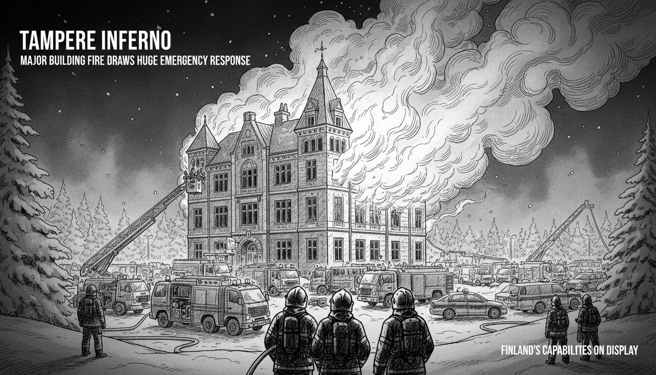 Major Building Fire in Tampere Draws Large Emergency Response