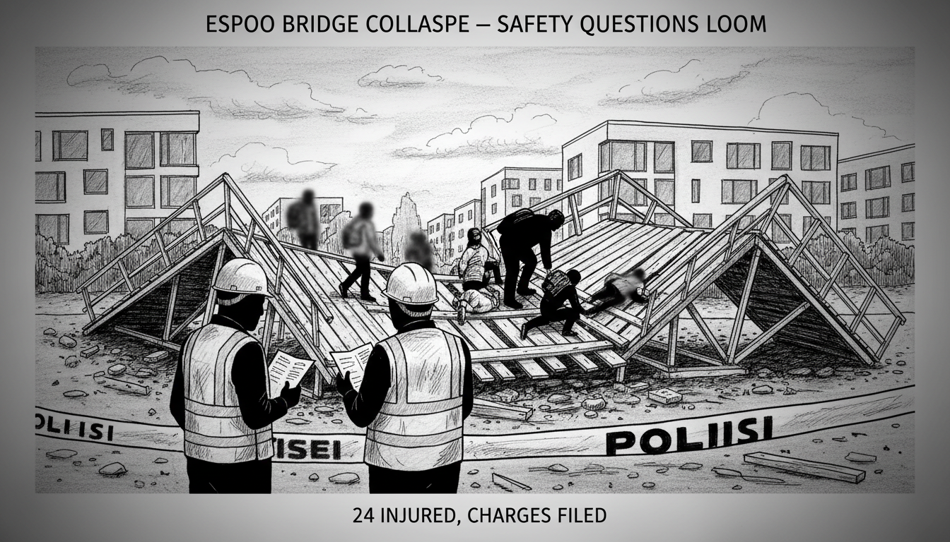 Temporary Pedestrian Bridge Collapse Injures Teacher and Students in Espoo