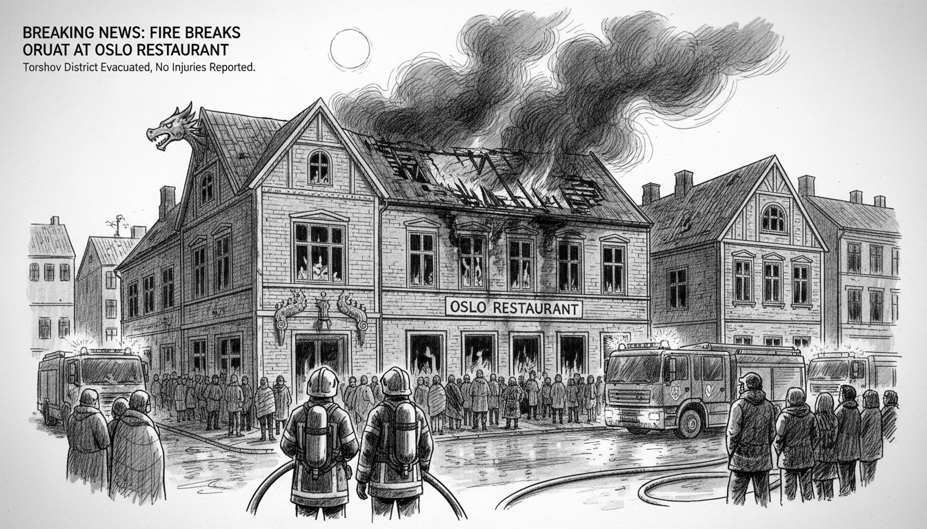 Fire Breaks Out at Oslo Restaurant in Torshov District