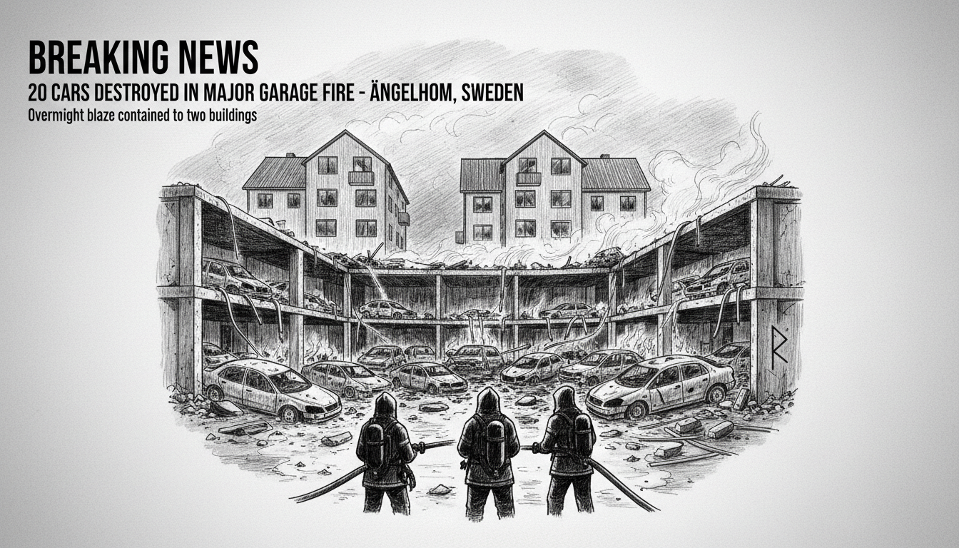 20 Cars Destroyed in Major Garage Fire in Sweden