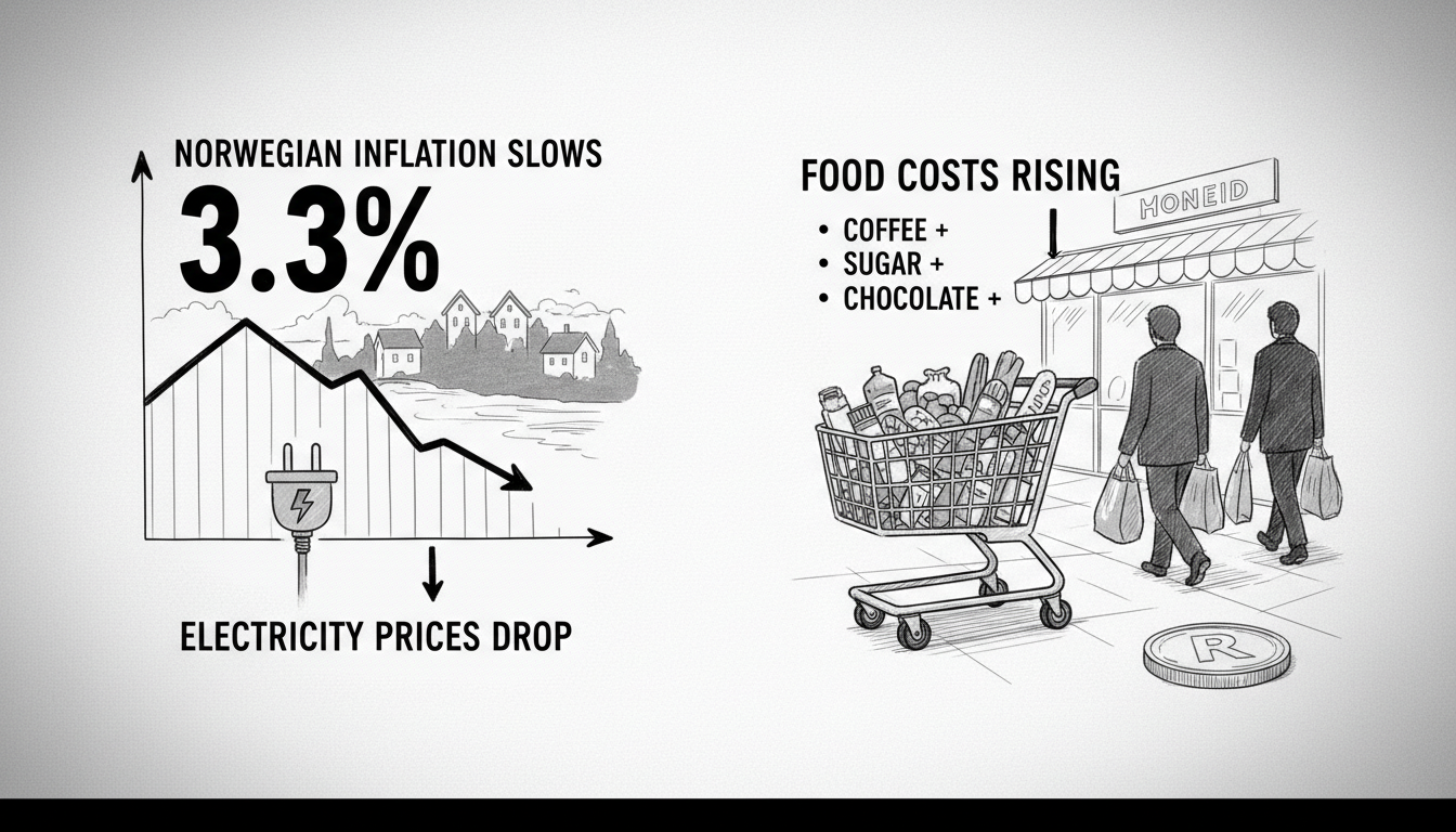 Norwegian Inflation Slows to 3.3 Percent as Electricity Prices Drop