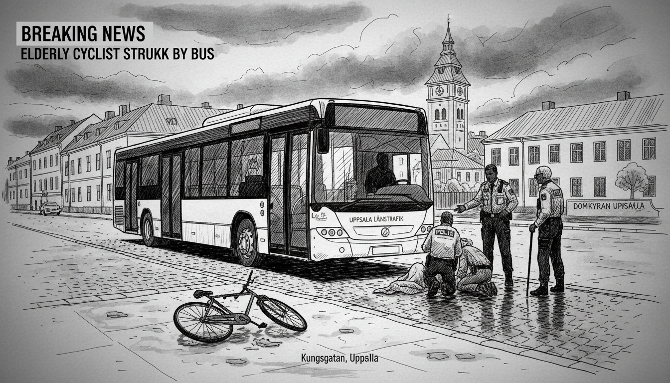 Elderly Cyclist Struck by Bus in Central Uppsala