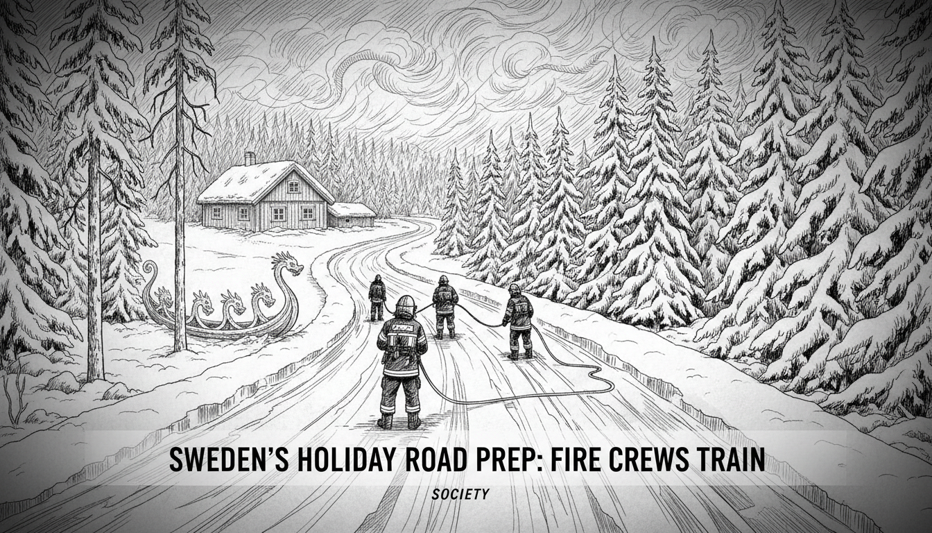 Sweden's Holiday Road Prep: Fire Crews Train