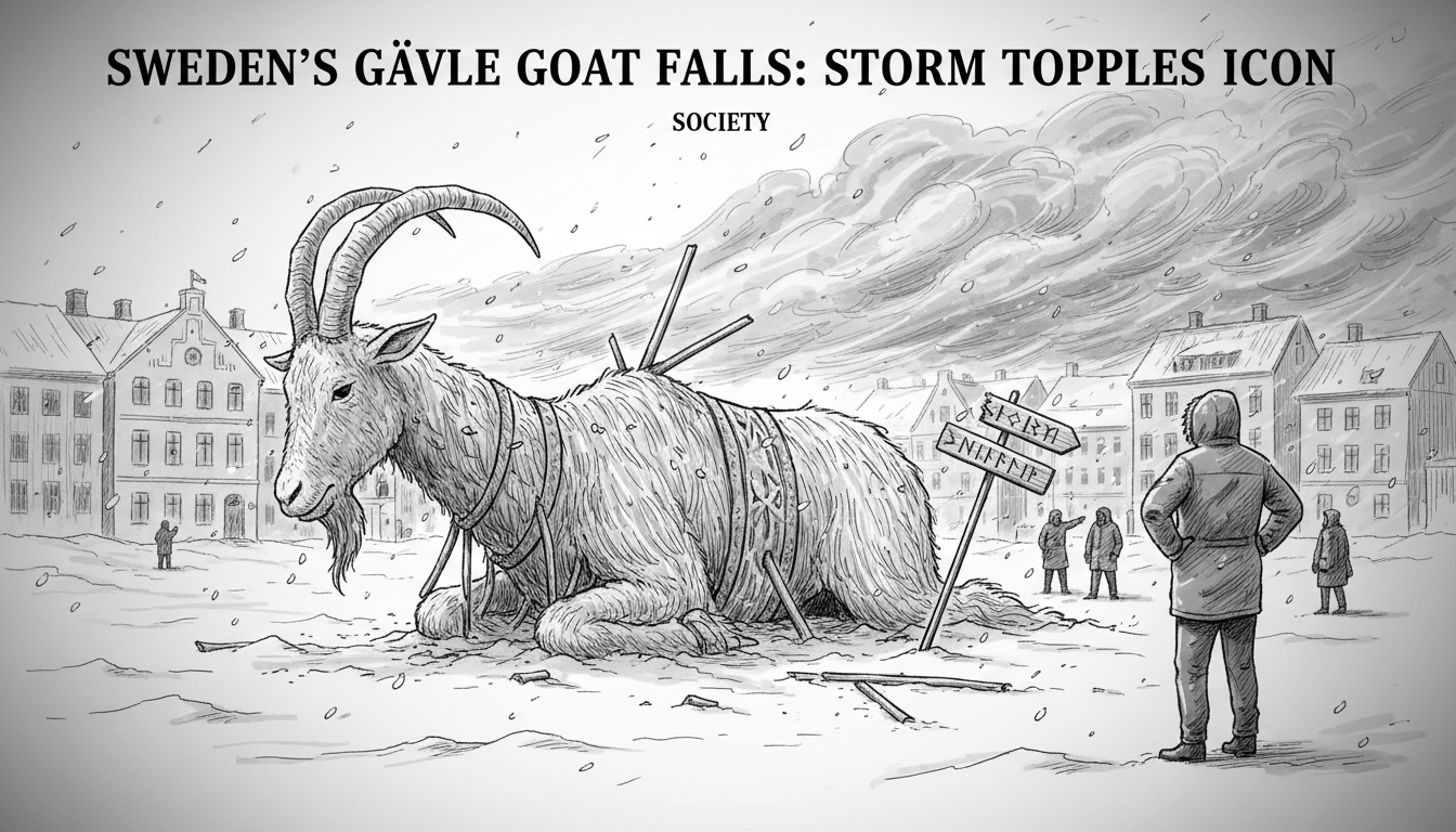 Sweden's Gävle Goat Falls: Storm Topples Icon