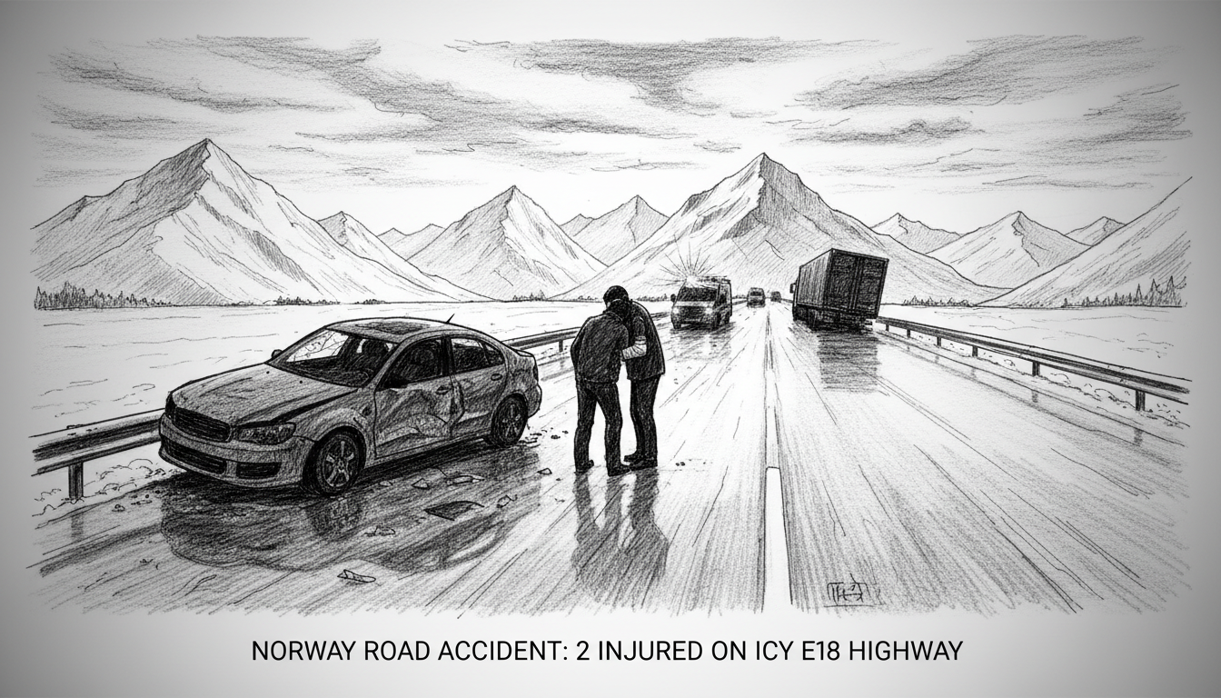 Norway Road Accident: 2 Injured on Icy E18 Highway