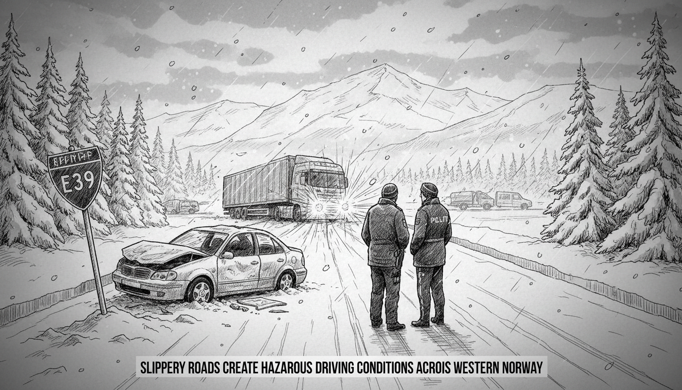Slippery Roads Create Hazardous Driving Conditions Across Western Norway