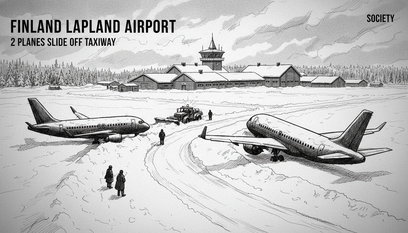 Finland Lapland Airport: 2 Planes Slide Off Taxiway