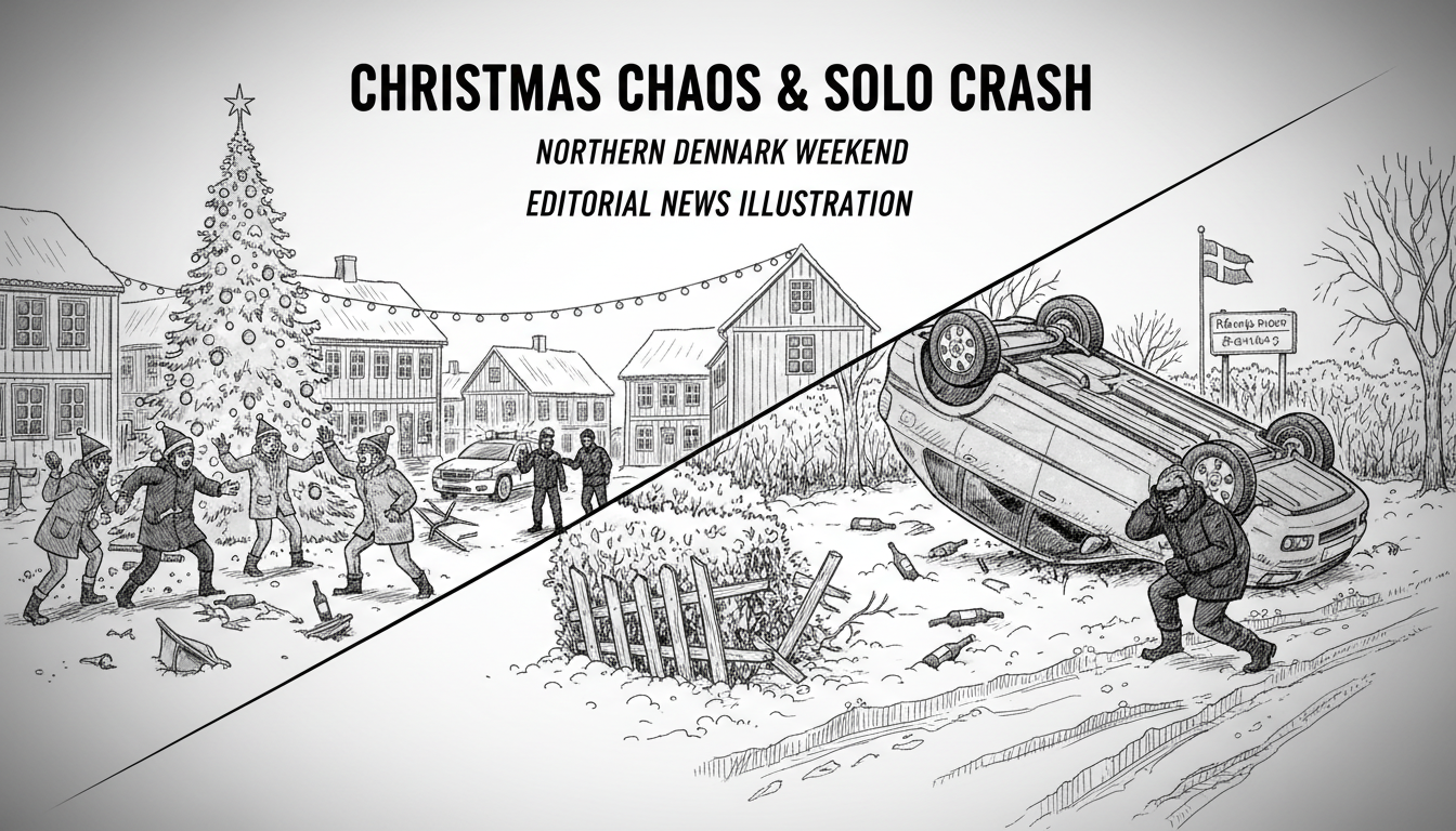 Christmas Party Chaos and Solo Accident Disrupt Northern Denmark Weekend