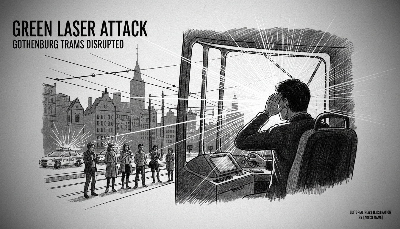 Green Laser Attack Disrupts Gothenburg Tram Services