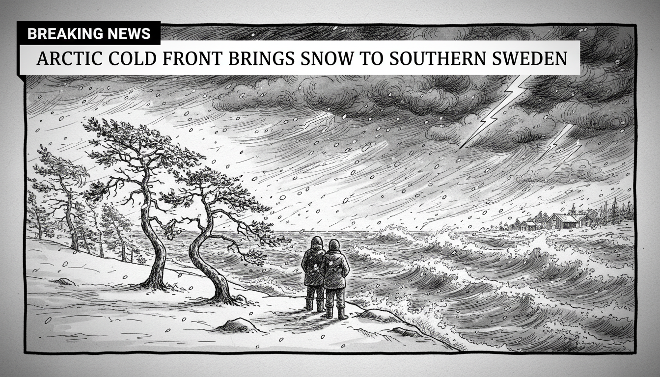 Arctic Cold Front Brings Snow to Southern Sweden