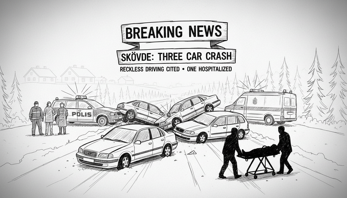 Three Car Collision in Skövde Leads to Hospitalization