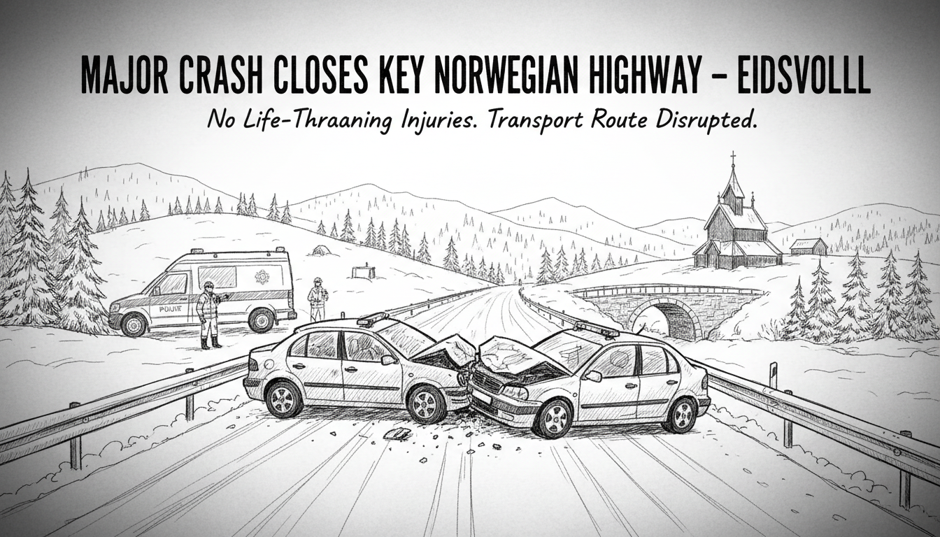 Major Crash Closes Key Norwegian Highway Near Eidsvoll