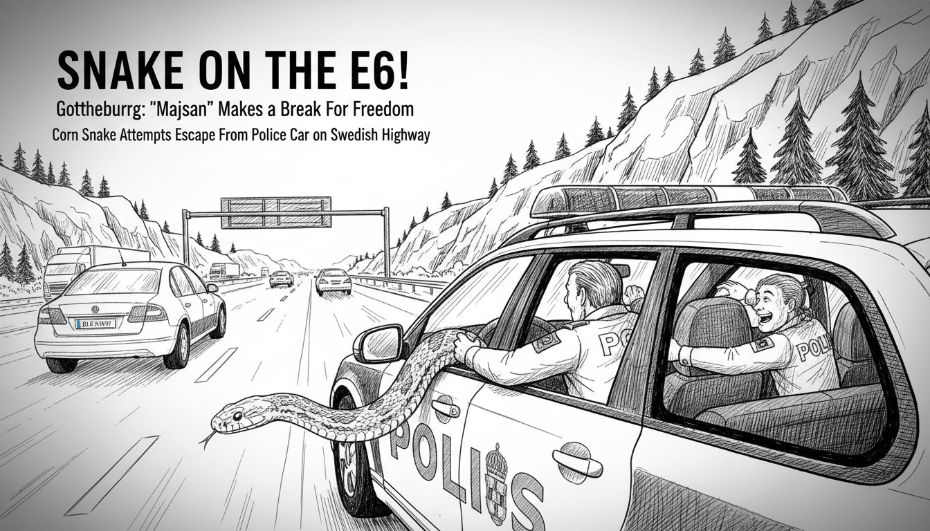 Corn Snake Attempts Escape From Police Car on Swedish Highway