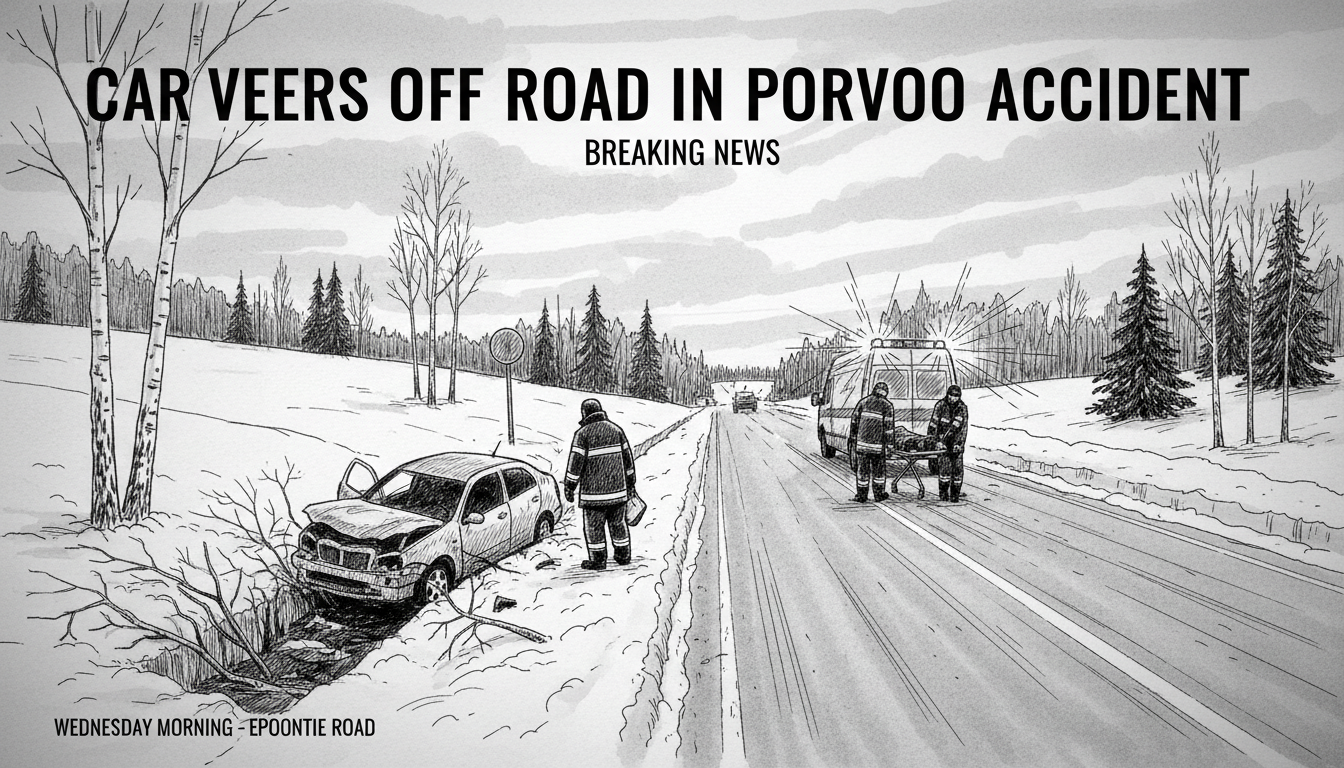 Car Veers Off Road in Porvoo Accident