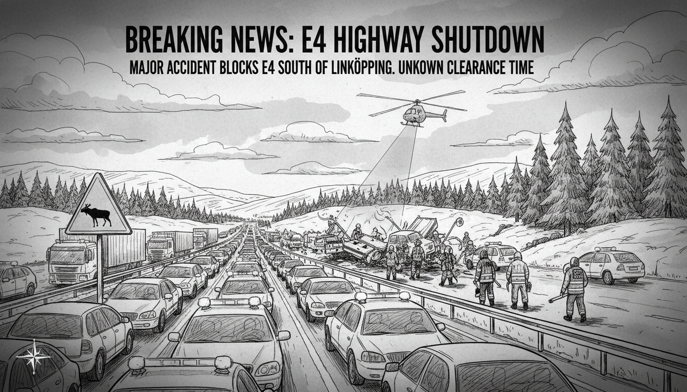 Major Traffic Disruption on E4 Highway Outside Linköping