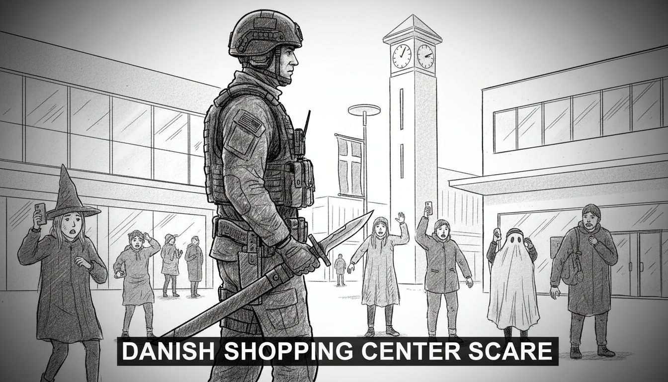 Man in Military Gear with Knife Causes Alarm at Danish Shopping Center