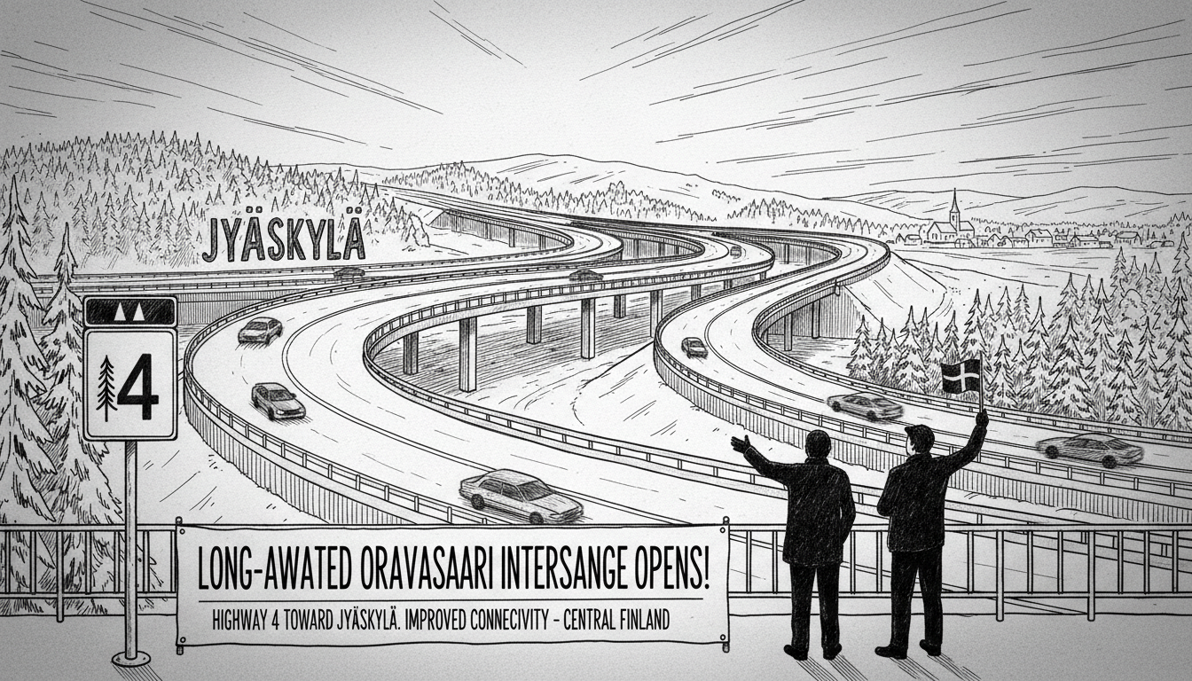 Long-Awaited Oravasaari Interchange Opens on Highway 4 Toward Jyväskylä