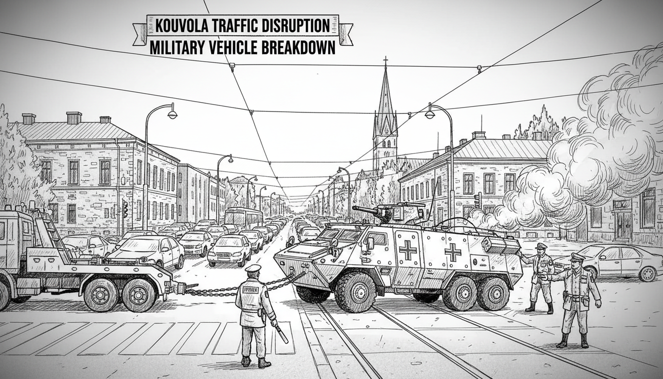 Military Vehicle Breakdown Causes Major Traffic Disruption in Kouvola City Center