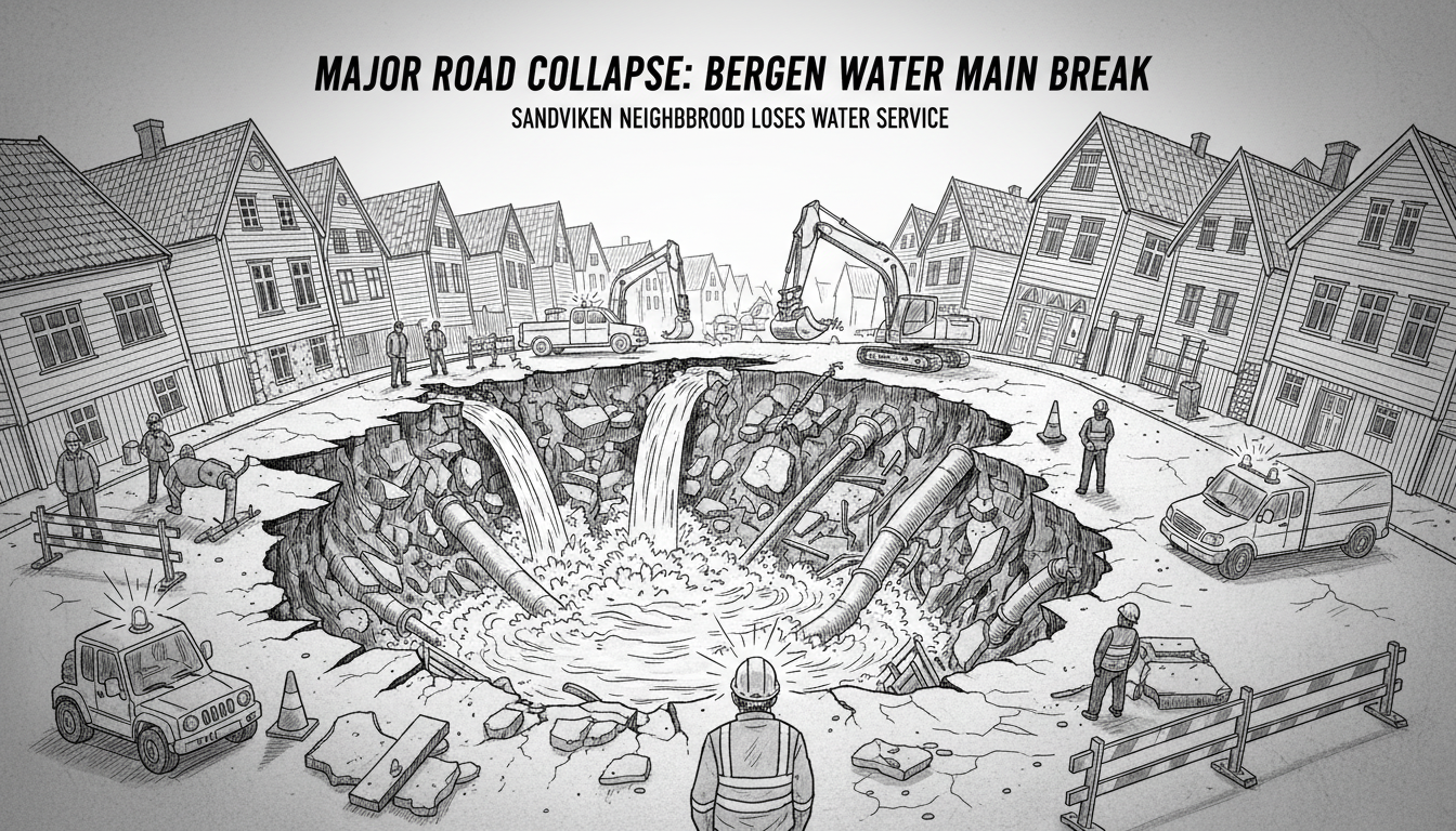 Major Road Collapse in Bergen Neighborhood After Water Main Break