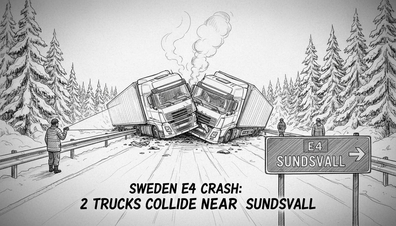 Sweden E4 Crash: 2 Trucks Collide Near Sundsvall