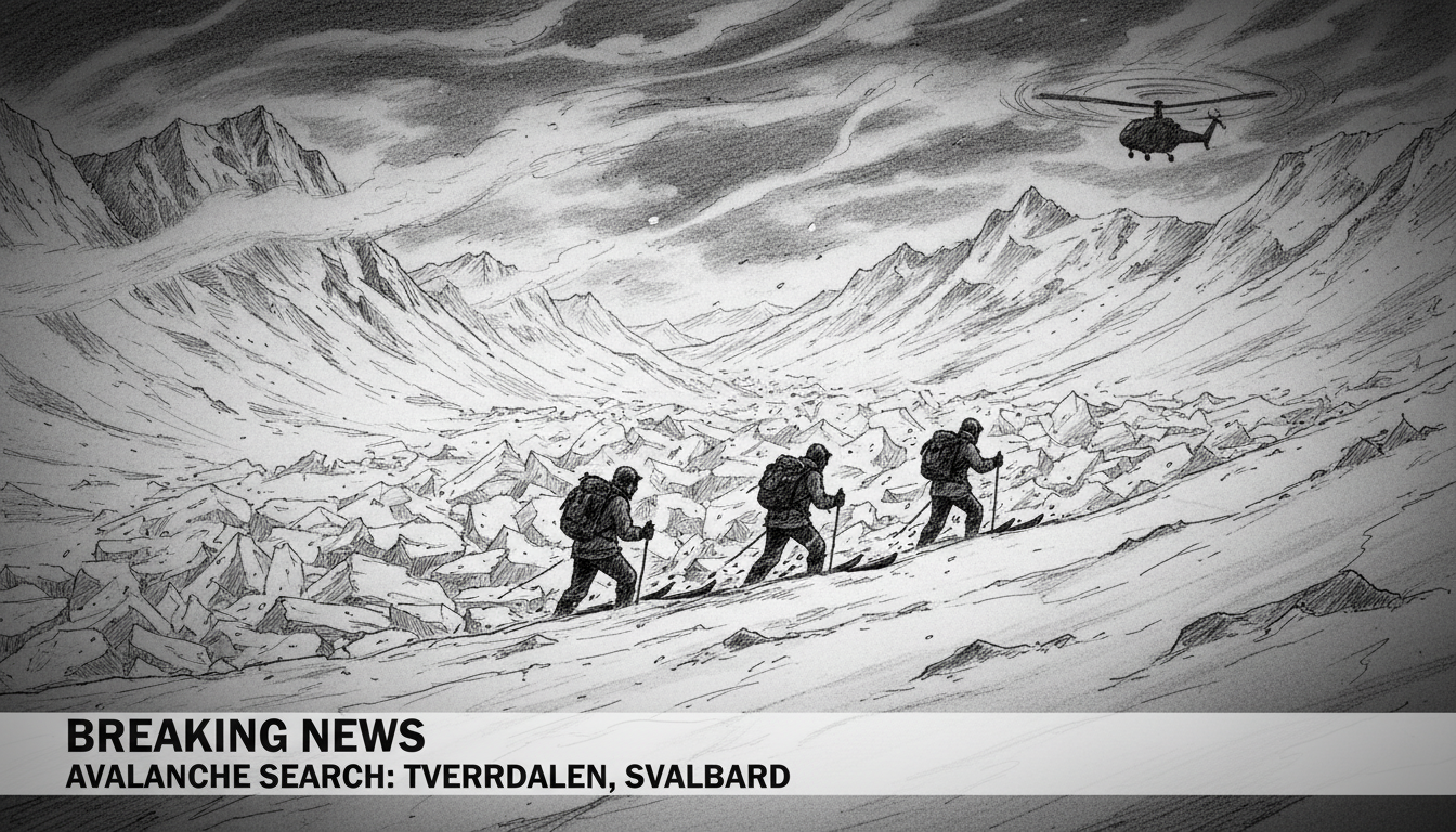 Avalanche Search Operation Underway in Svalbard's Tverrdalen Valley