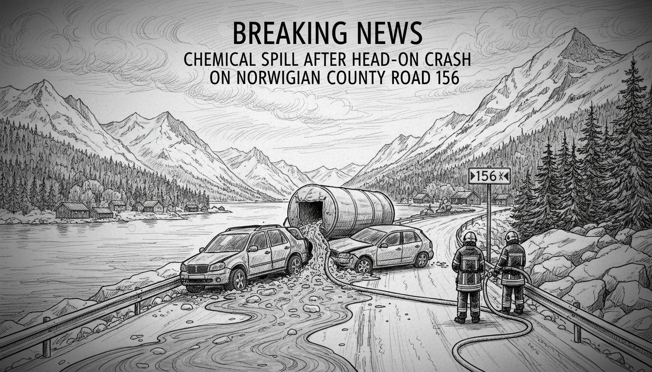 Chemical Spill After Head-On Collision on Norwegian County Road