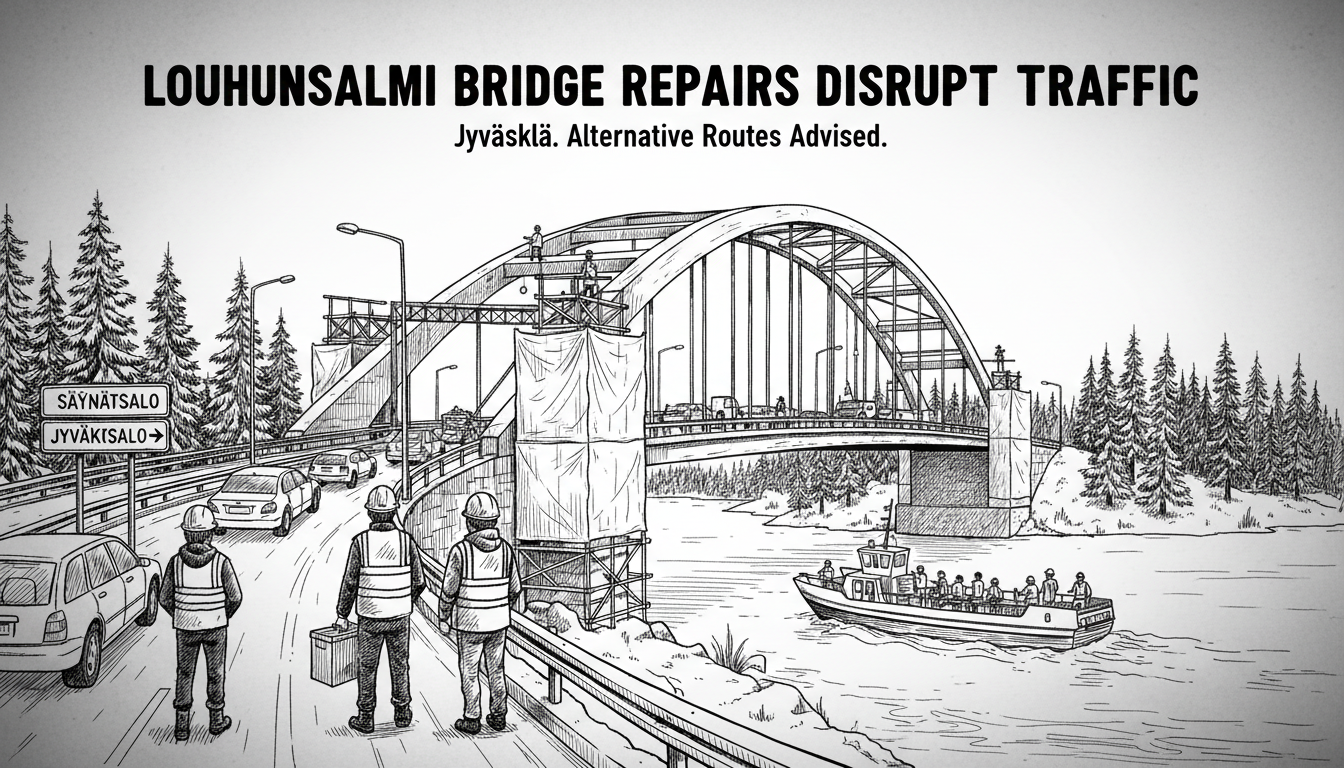 Louhunsalmi Bridge Repairs Disrupt Traffic in Jyväskylä