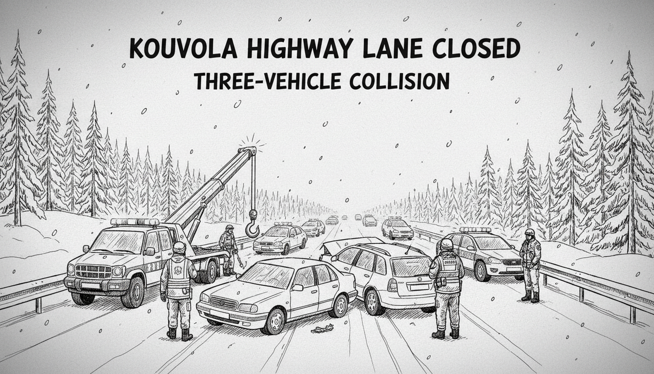 Three-Vehicle Collision Closes Kouvola Highway Lane Temporarily