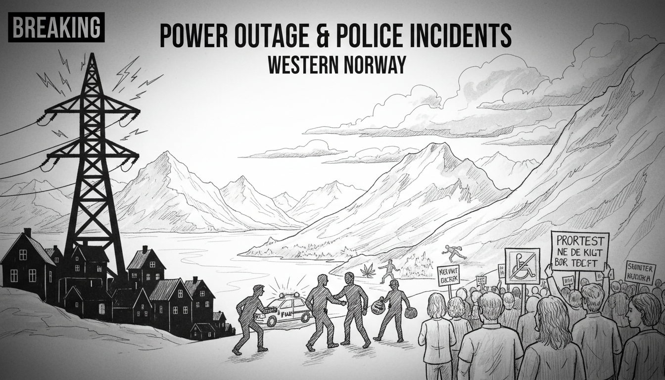Power Outage and Police Incidents Reported Across Western Norway