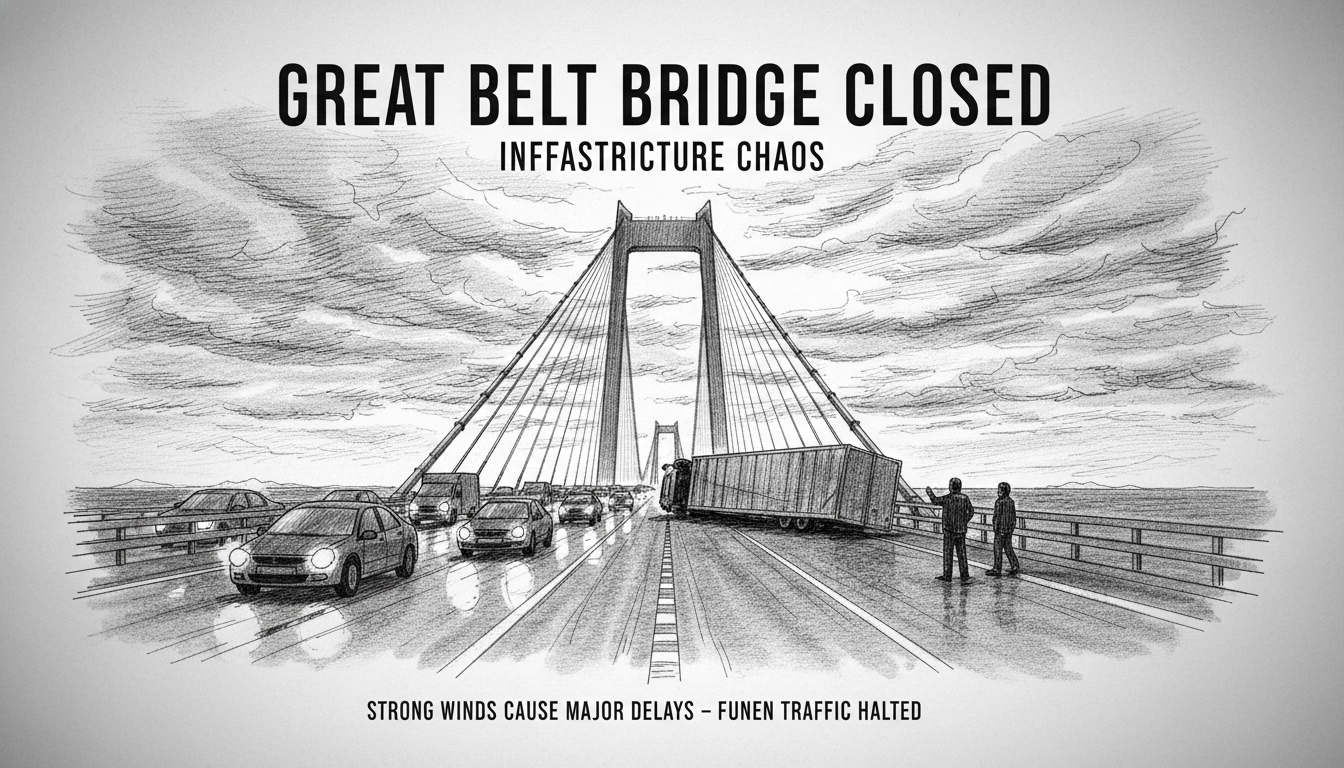 Overturned Trailer Shuts Down Great Belt Bridge Traffic to Funen