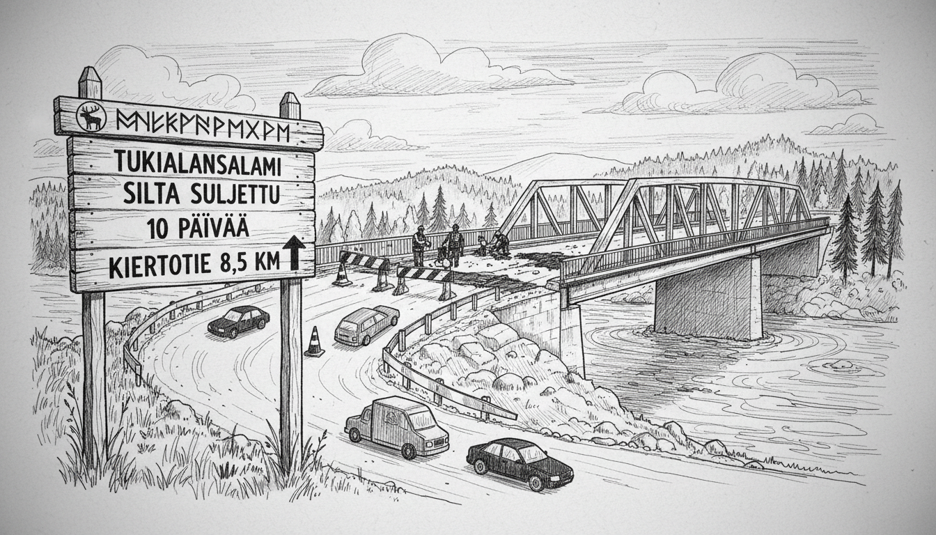 Traffic Disruption at Tukialansalmi Bridge in Savitaipale
