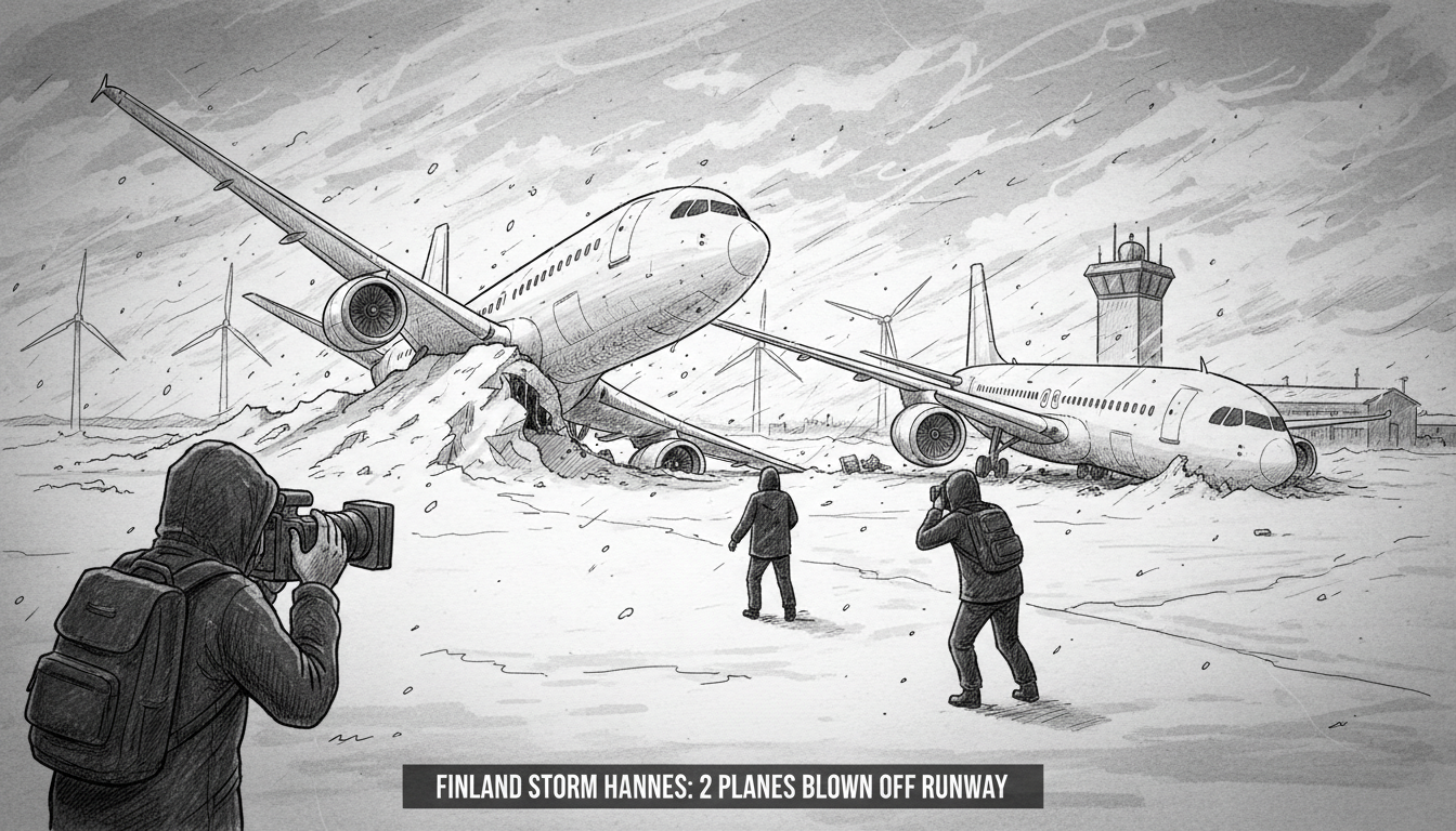 Finland Storm Hannes: 2 Planes Blown Off Runway