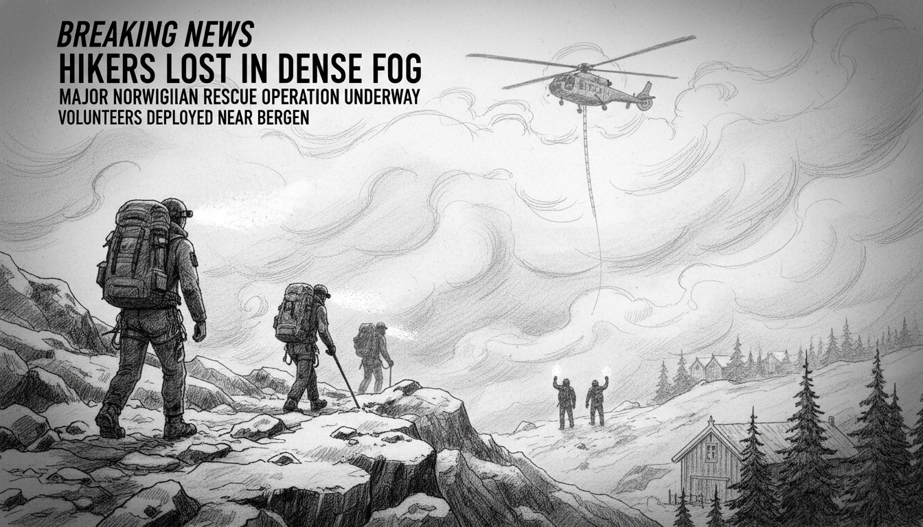 Hikers Lost in Dense Fog Near Bergen Prompt Major Rescue Operation