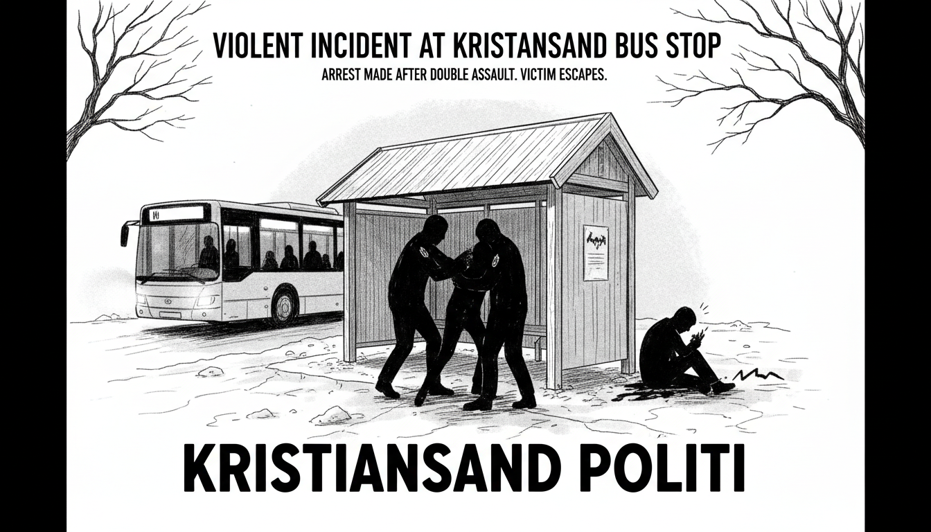 Violent Incident at Kristiansand Bus Stop Leads to Arrest