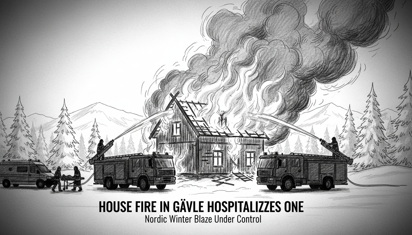 House Fire in Gävle Sends One Person to Hospital