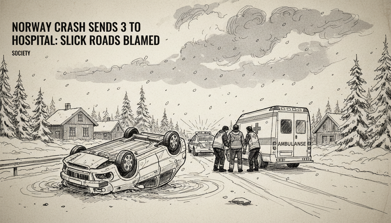 Norway Crash Sends 3 to Hospital: Slick Roads Blamed