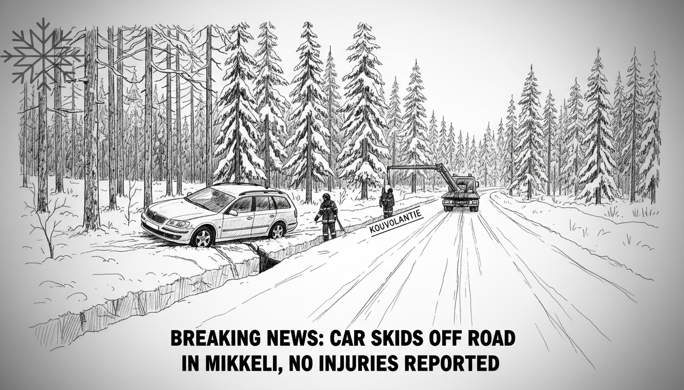 Car Skids Off Road in Mikkeli, No Injuries Reported