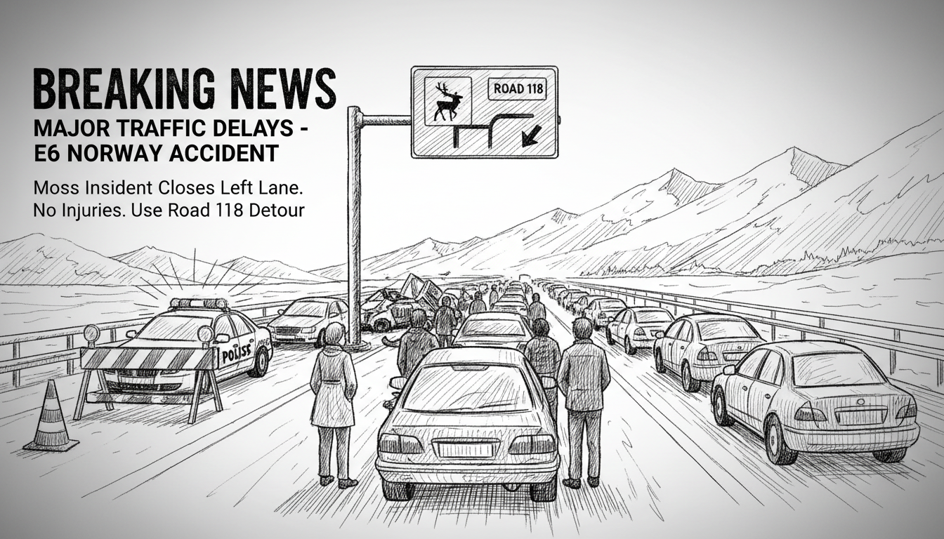 Major Traffic Delays on Norway's E6 Highway Following Moss Accident