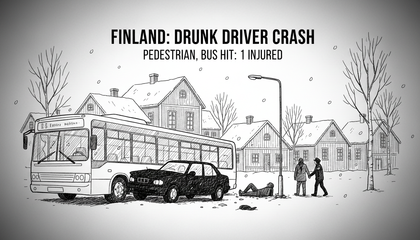 Finland Drunk Driver Hits Pedestrian, Bus: 1 Injured