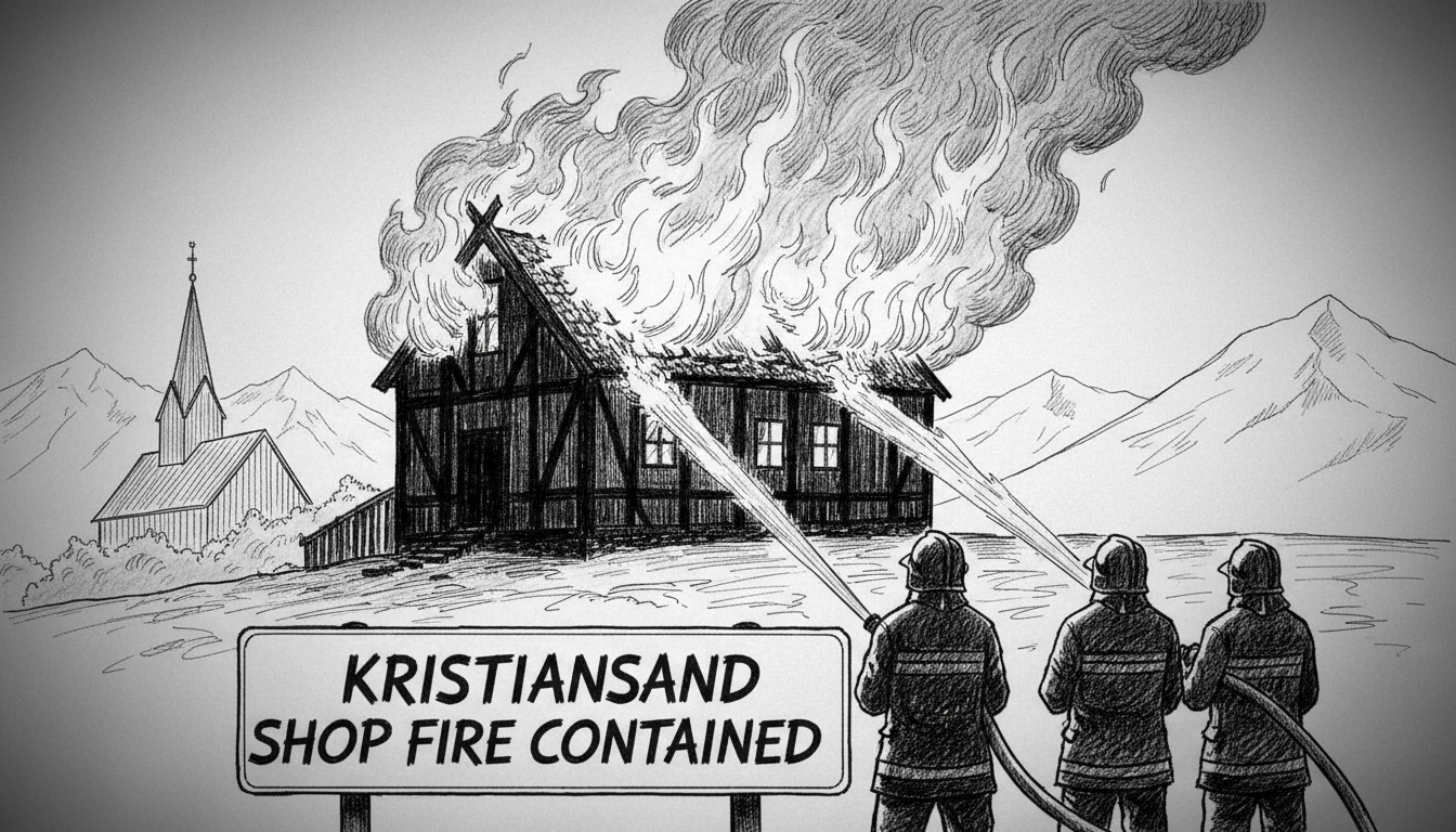 Norway Fire Contained: Kristiansand Shop Blaze Under Control
