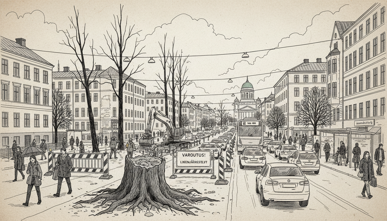 Mäkelänkatu Road Reconstruction Begins With Tree Removal and Traffic Disruptions