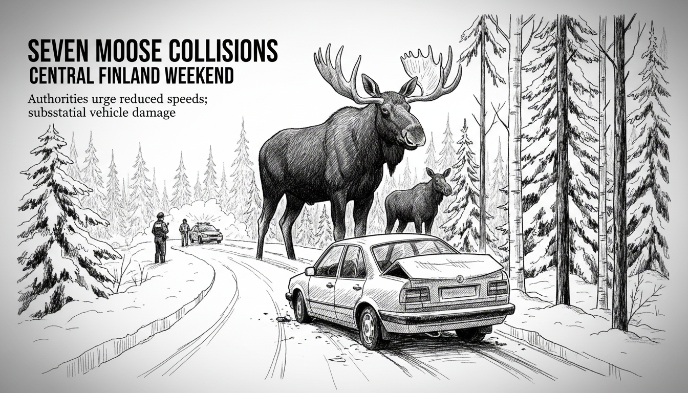 Seven Moose Collisions Reported in Central Finland During Weekend