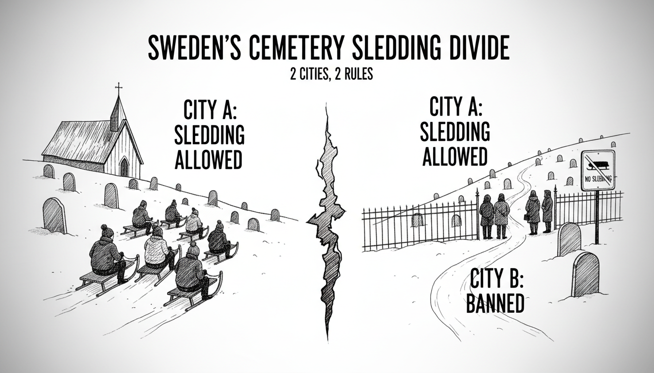 Sweden's Cemetery Sledding Divide: 2 Cities, 2 Rules