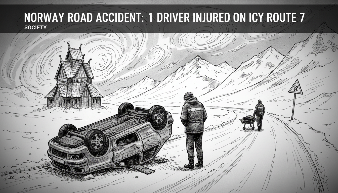 Norway Road Accident: 1 Driver Injured on Icy Route 7
