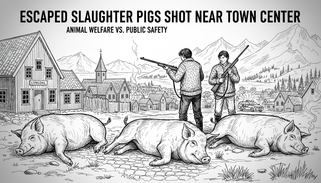 Escaped Slaughter Pigs Shot Near Town Center