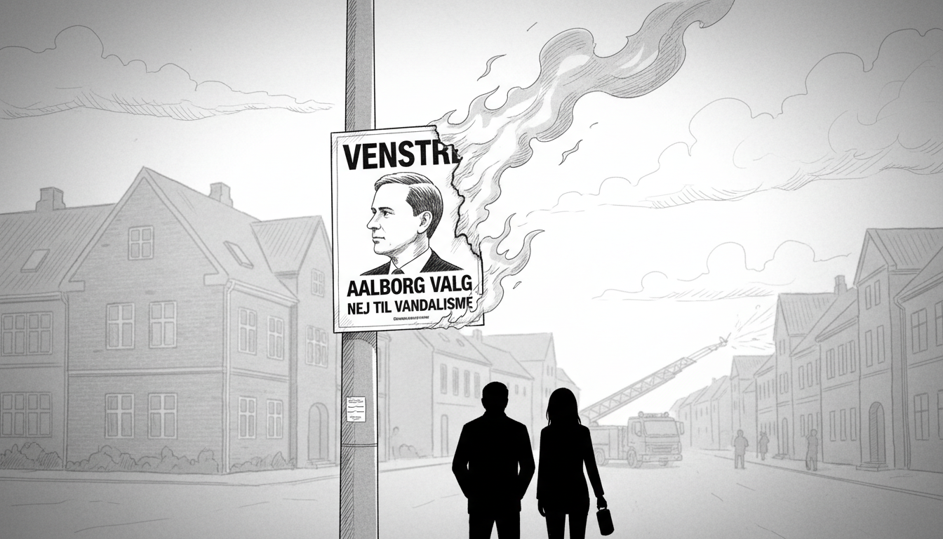 Election Poster Set on Fire in Aalborg as Police Investigate Vandalism